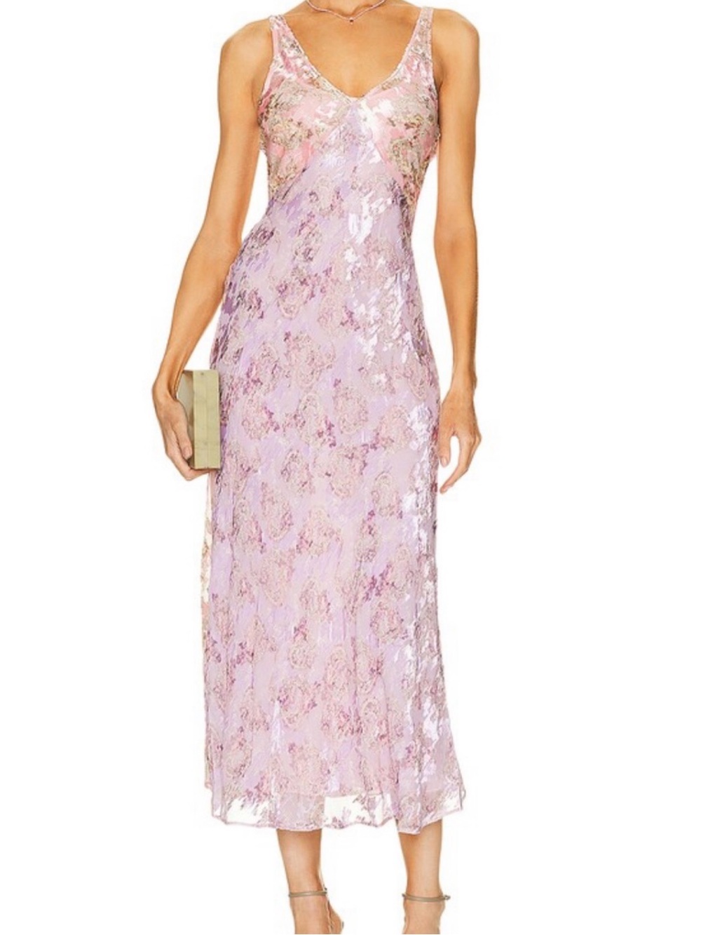 LoveShackFancy Iliana Slip Dress in Dusty Amethyst Multi